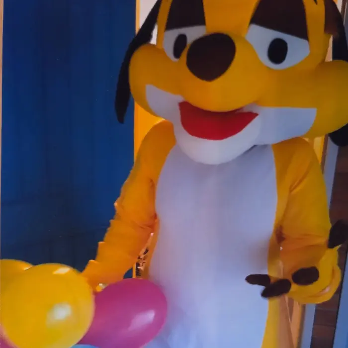 mascotte Timon à un anniversaire, chez Gribouille Evénementiel à Calais (62)