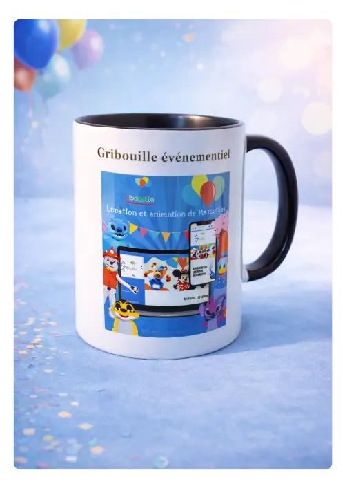 tasse-gribouille-evenementiel goodies tasse personnalisée Gribouille Événementiel