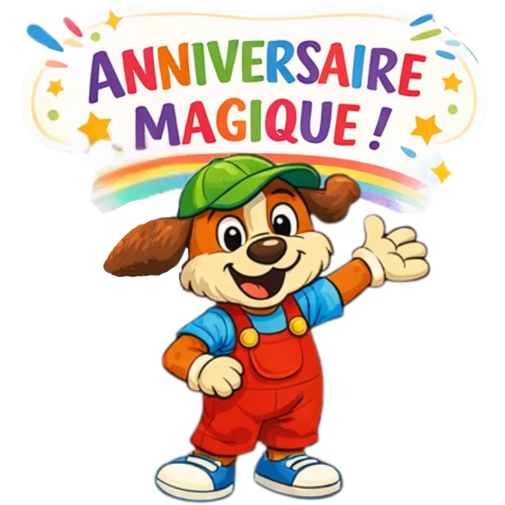 mascotte chien anniversaire magique